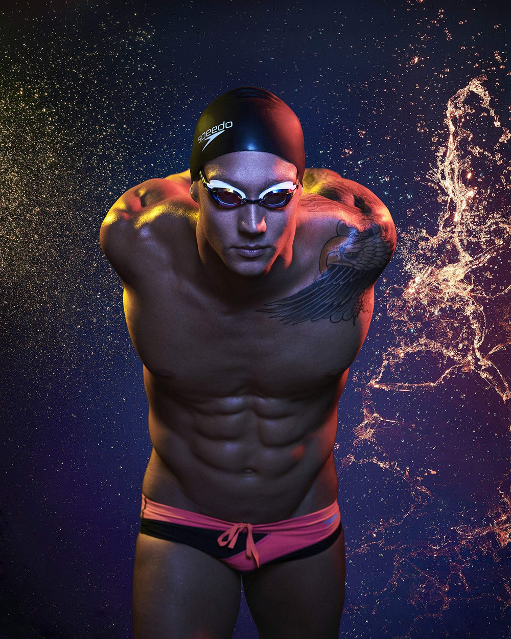 Speedo cap on mannequin head with ruler for size and scale reference