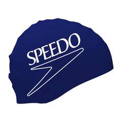 Speedo silicone swim cap front view showing snug fit and durable finish for daily training