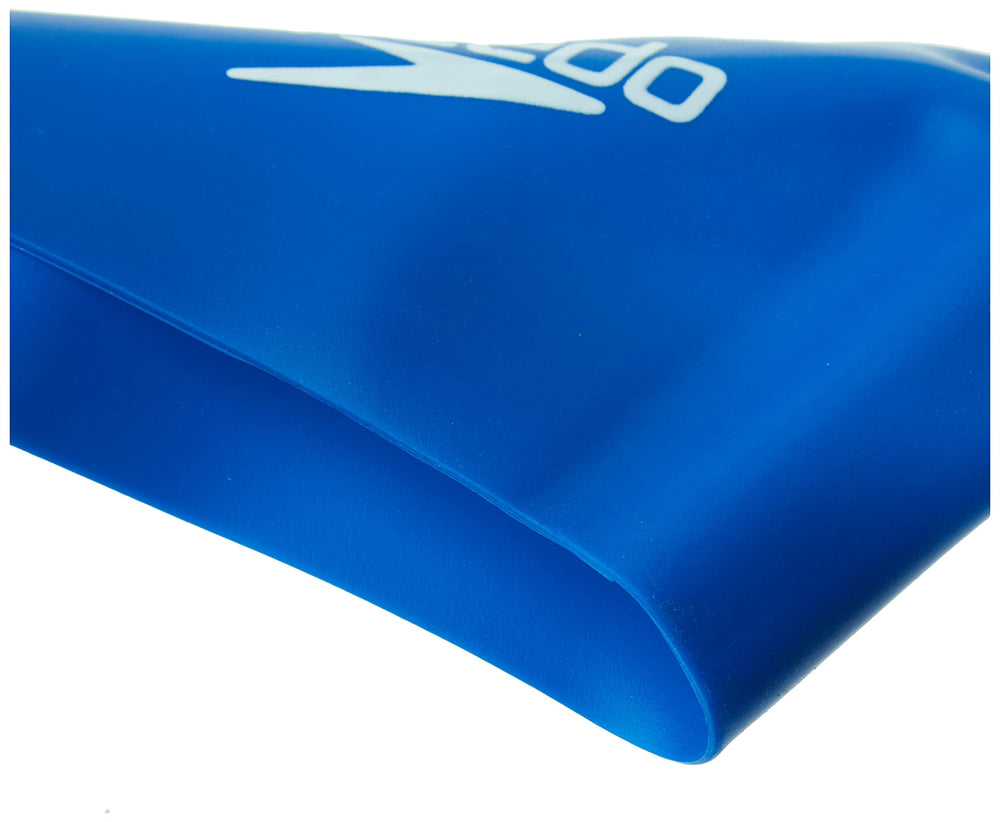 Speedo cap on hand for size comparison demonstrating adult fit