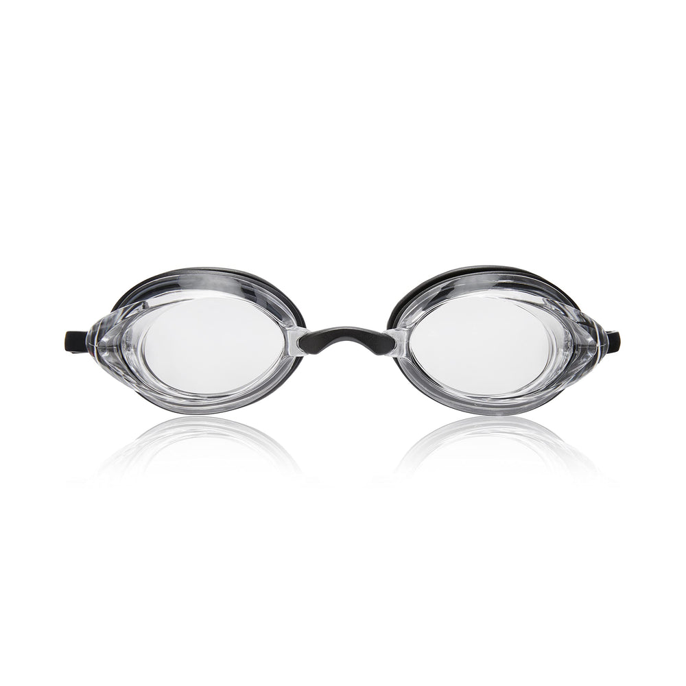 Speedo Vanquisher 2.0 lens close-up highlighting panoramic optics and clear corrective detail