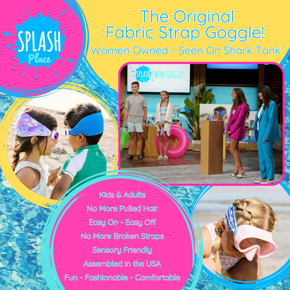 Splash Place fabric strap close-up highlighting tangle-free strap and soft comfort