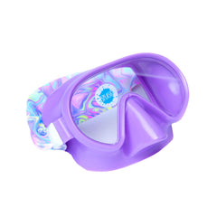 Splash Place front view showing pastel swirl goggles and white frame, clear benefit