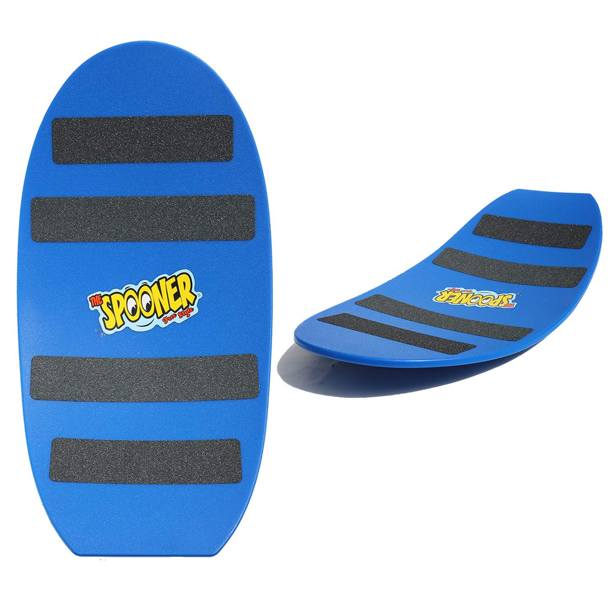 Spooner Boards Freestyle blue front view showing deck shape and balance benefits