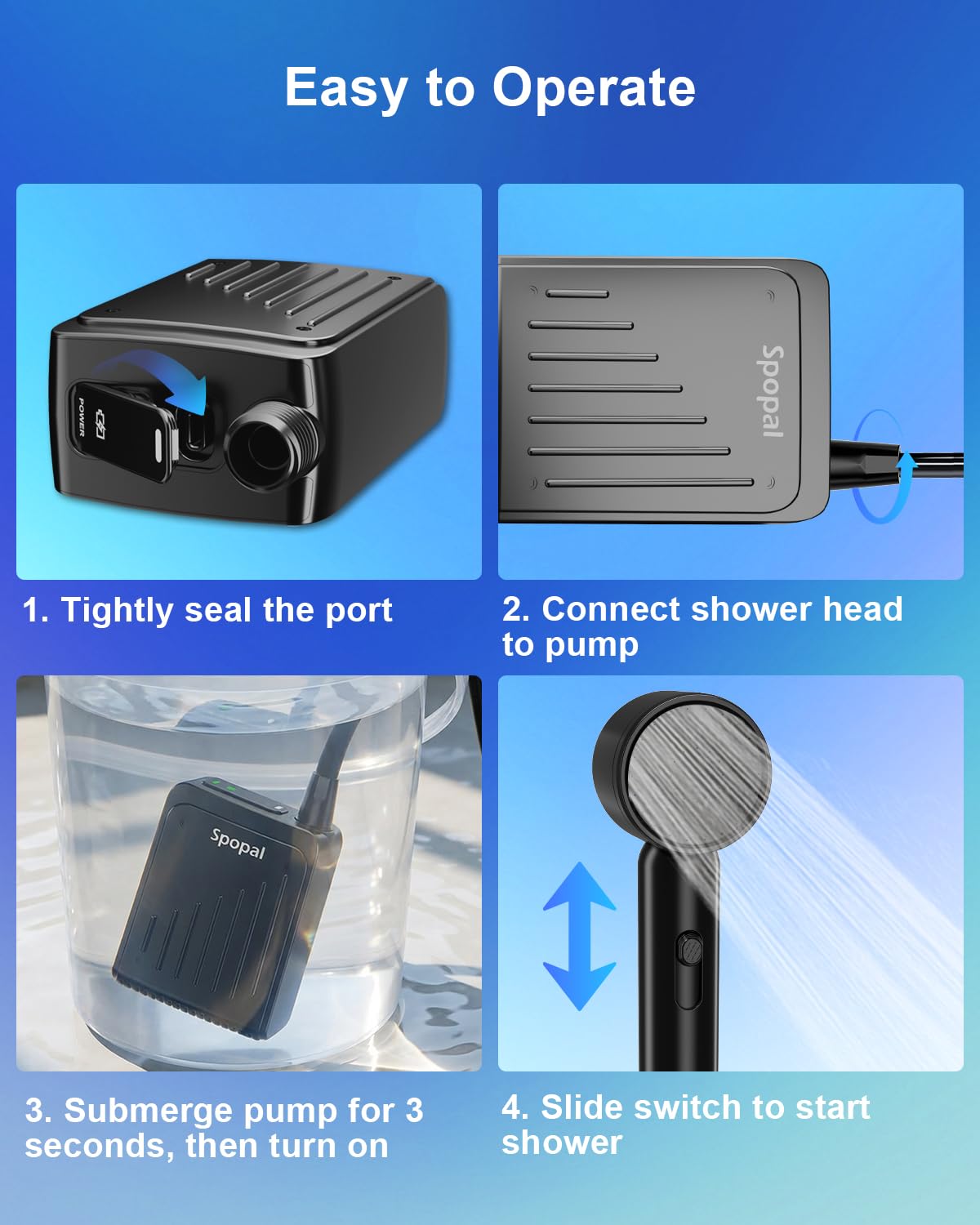 Spopal used by a tent side showing portable shower convenience outdoors