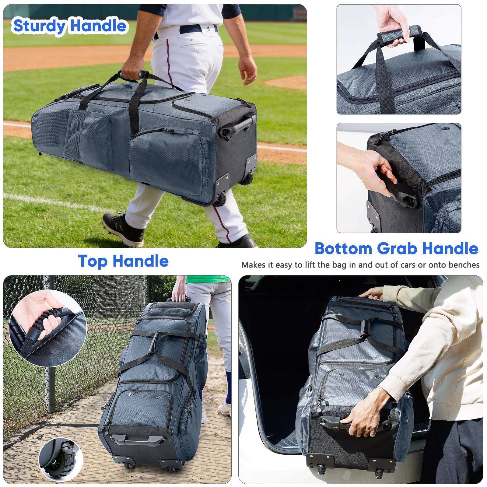 SPORJET bat sleeves and side pockets holding bats and bottle for quick access