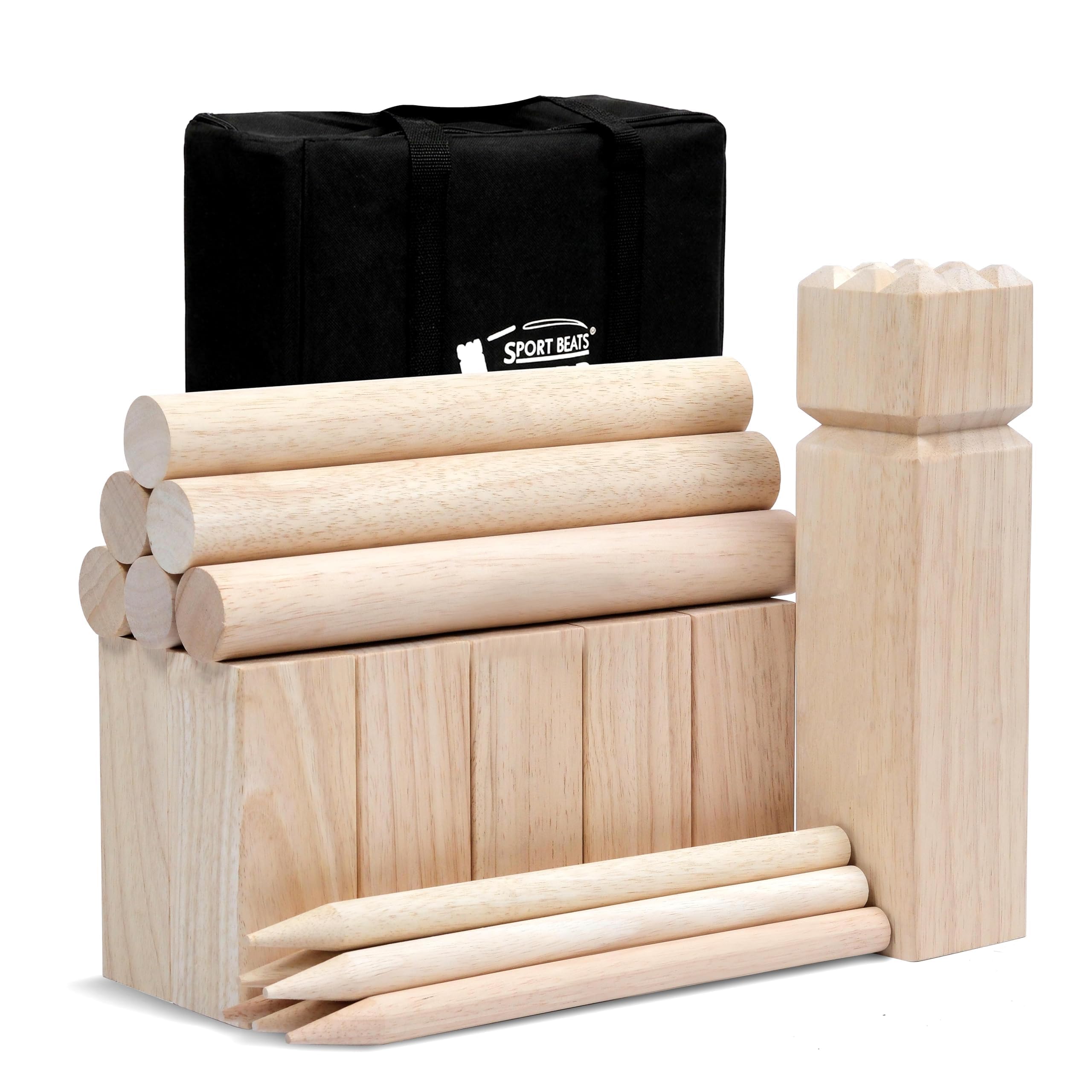SPORT BEATS front packaging showing full Kubb set and instant-play convenience