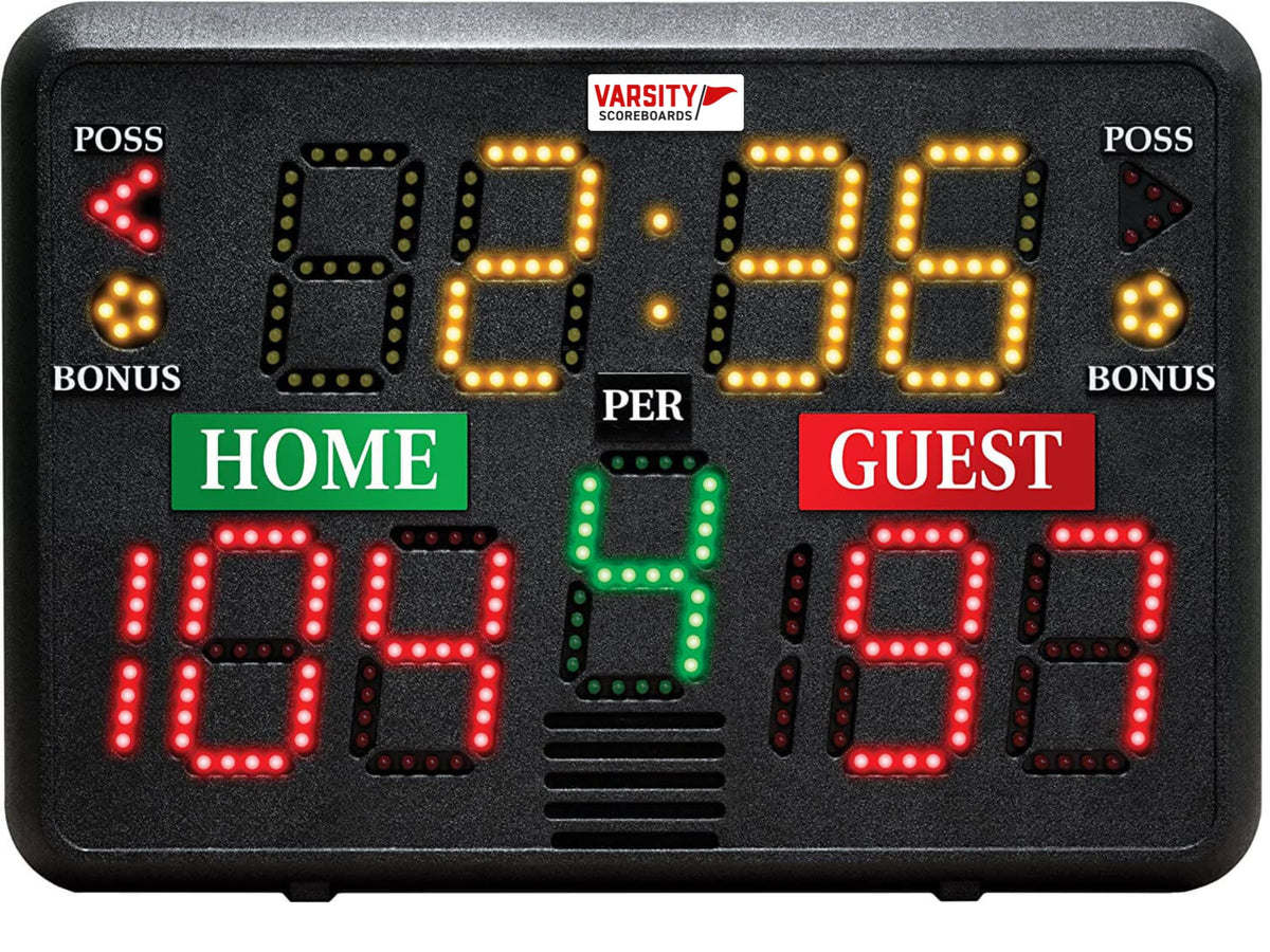 Sportable Scoreboards front panel showing full scoreboard and indicators, clear visibility
