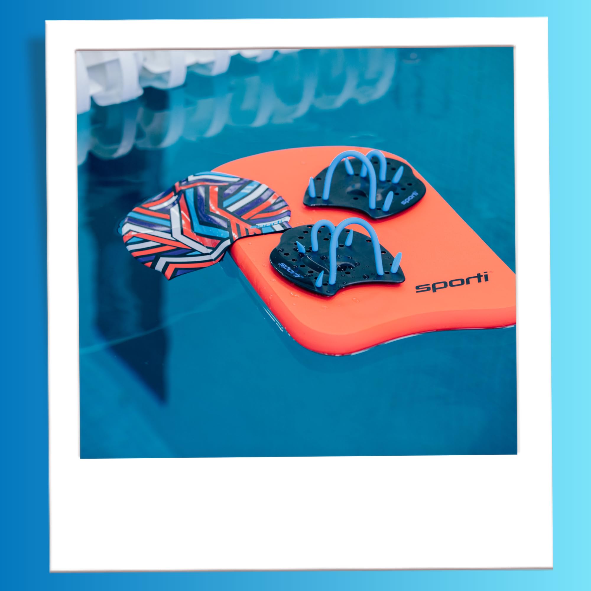Sporti junior kickboard poolside with child and coach for practical use