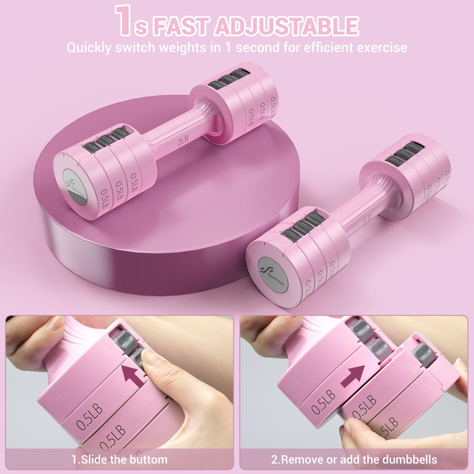 Sportneer handle closeup with anti-slip strips for secure, comfortable grip