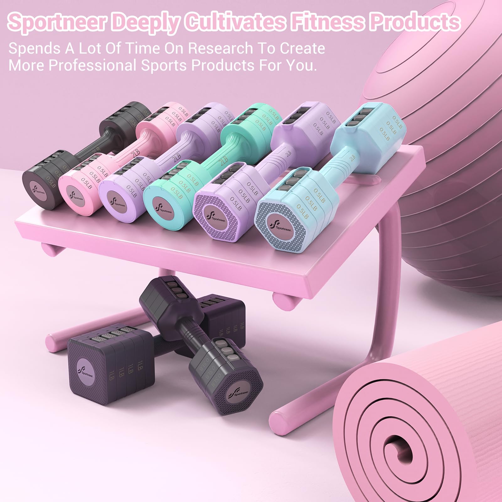 Sportneer close label photo showing printed weight values for quick selection