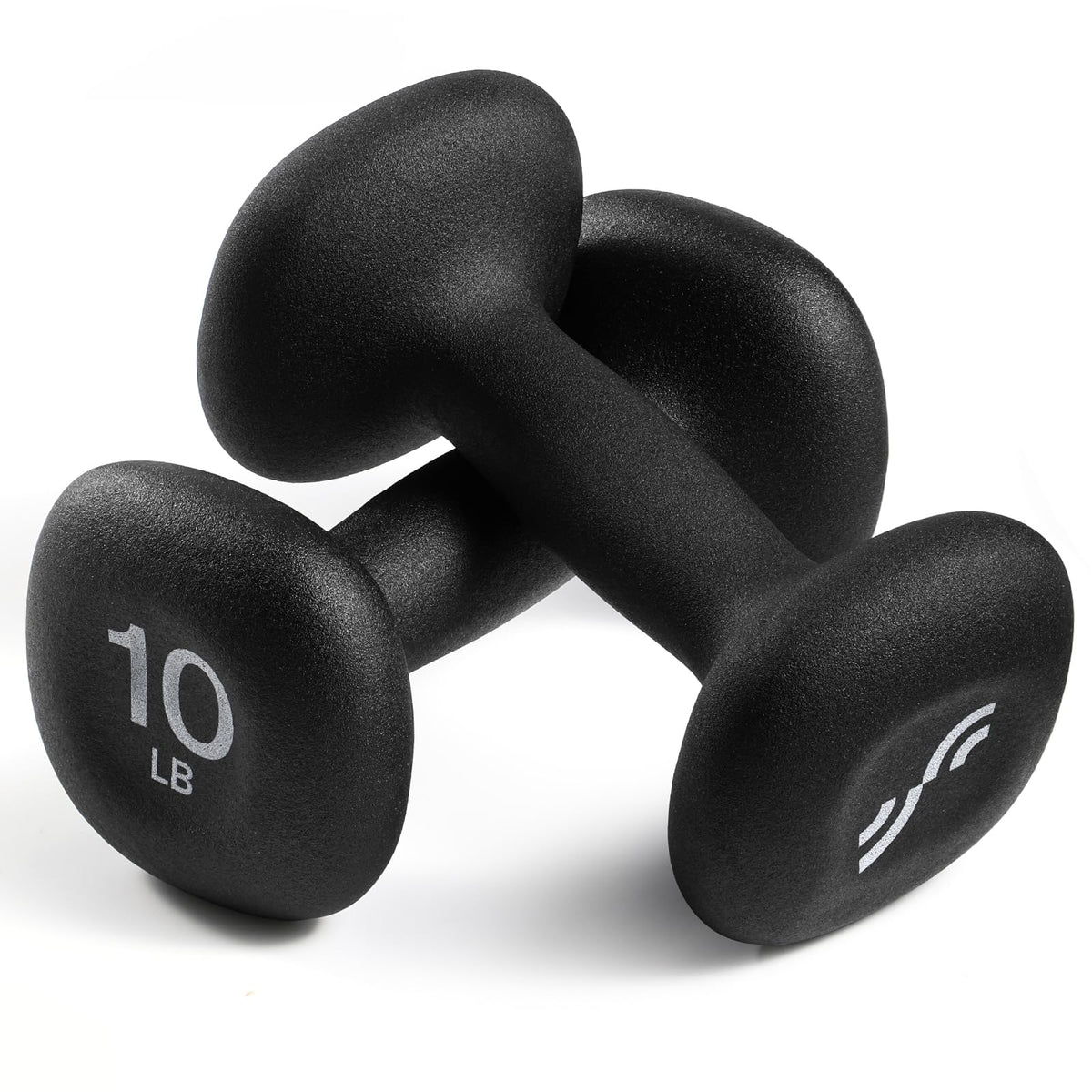 Sportneer 10 lb pair front view showing twilight black finish and stable design benefit