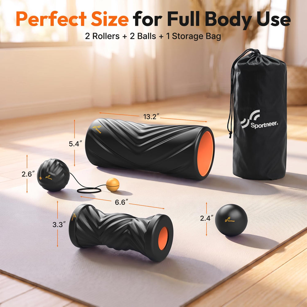 Sportneer used for back self-massage demonstrating solo trigger-point relief at home