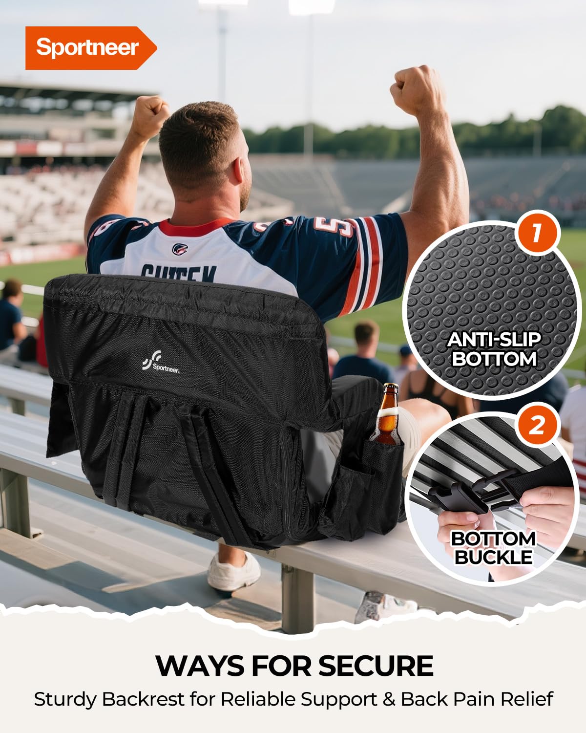 Sportneer side pockets and cupholders holding phone and drink for convenience