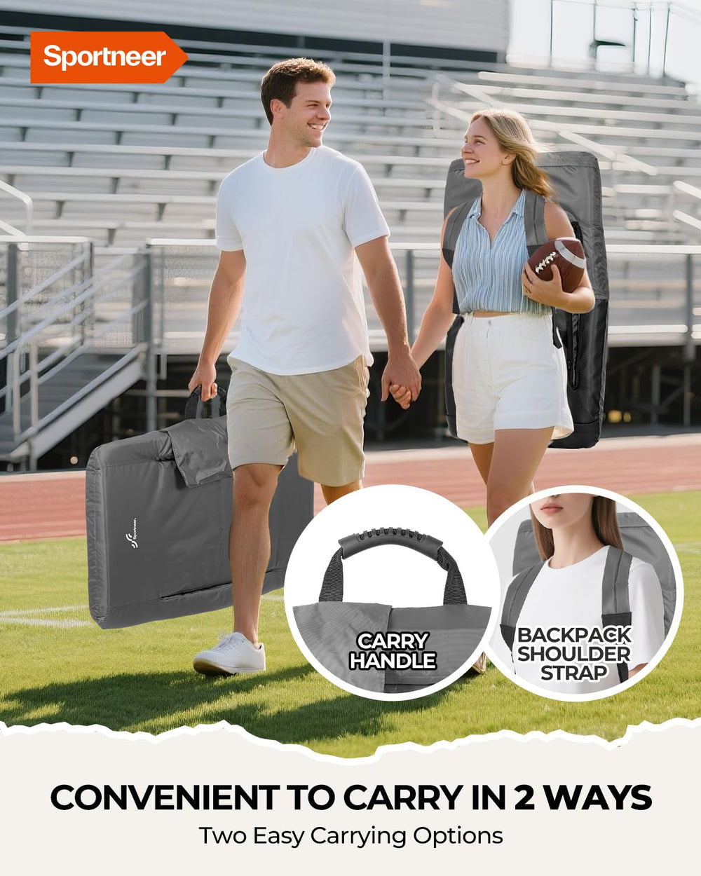 Sportneer side and back pockets storing phone and snacks for organized convenience