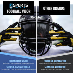 Sports Unlimited visor mounted on helmet side view protecting eyes