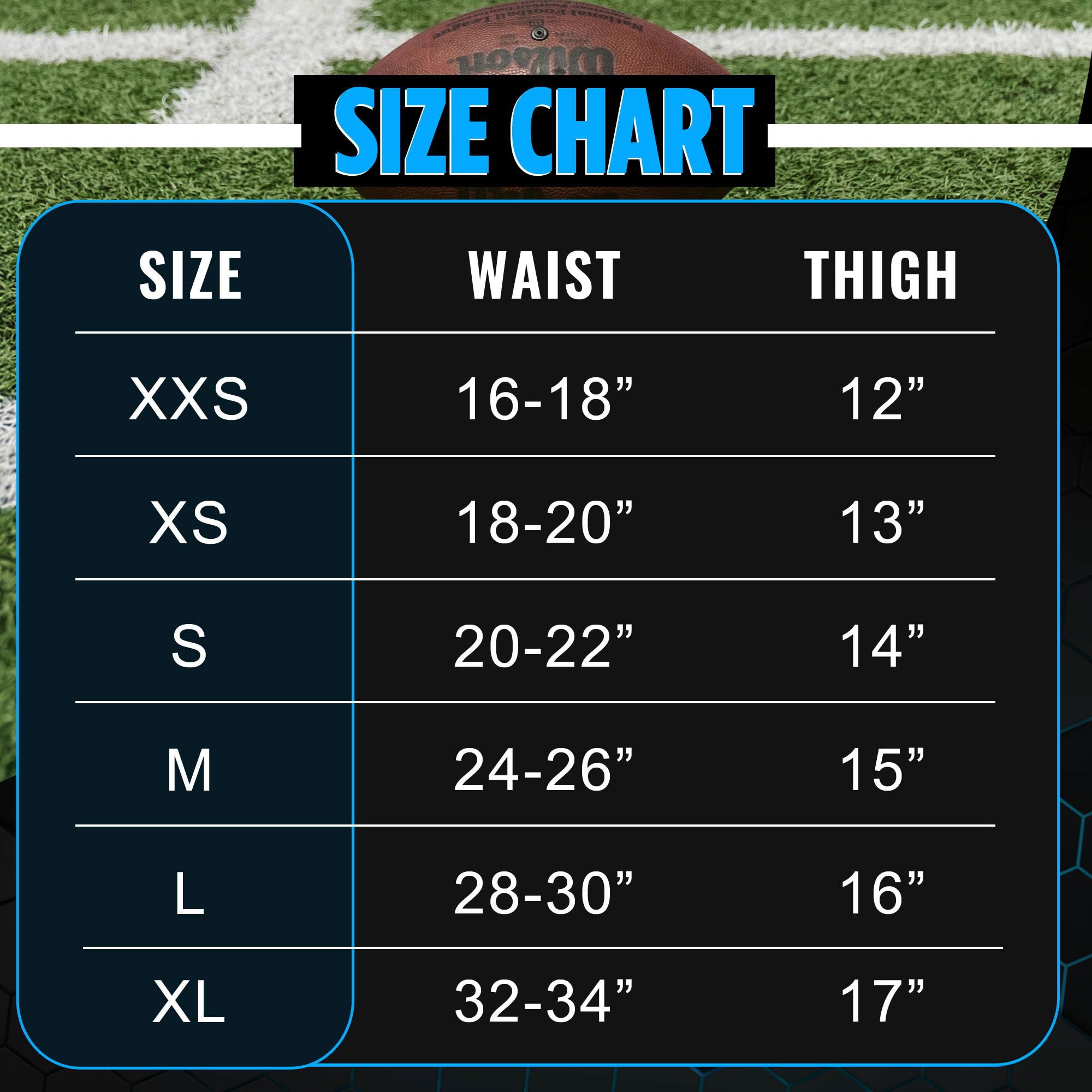 Sports Unlimited Omaha size chart scale helping select correct youth waist fit
