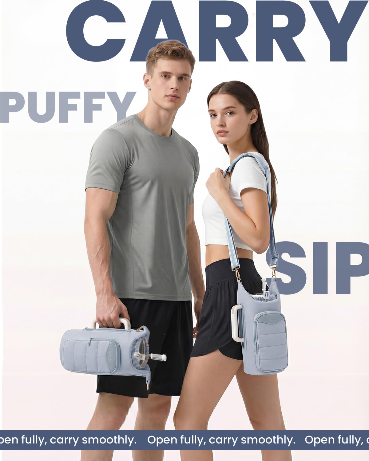 sportsnew lifestyle image walking with crossbody for hands-free hydration