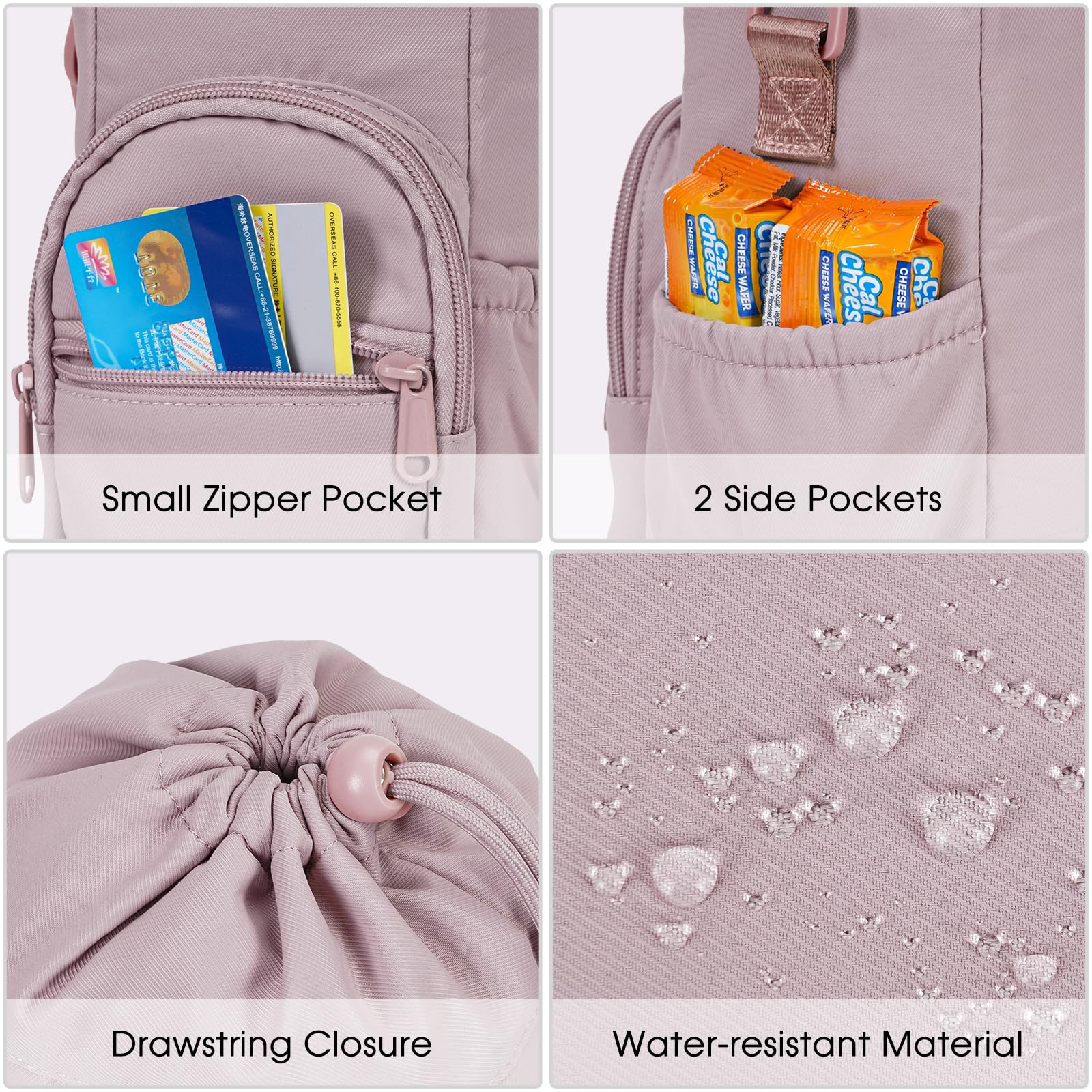 sportsnew phone pocket detail open with phone inside, keeps phone secure and accessible
