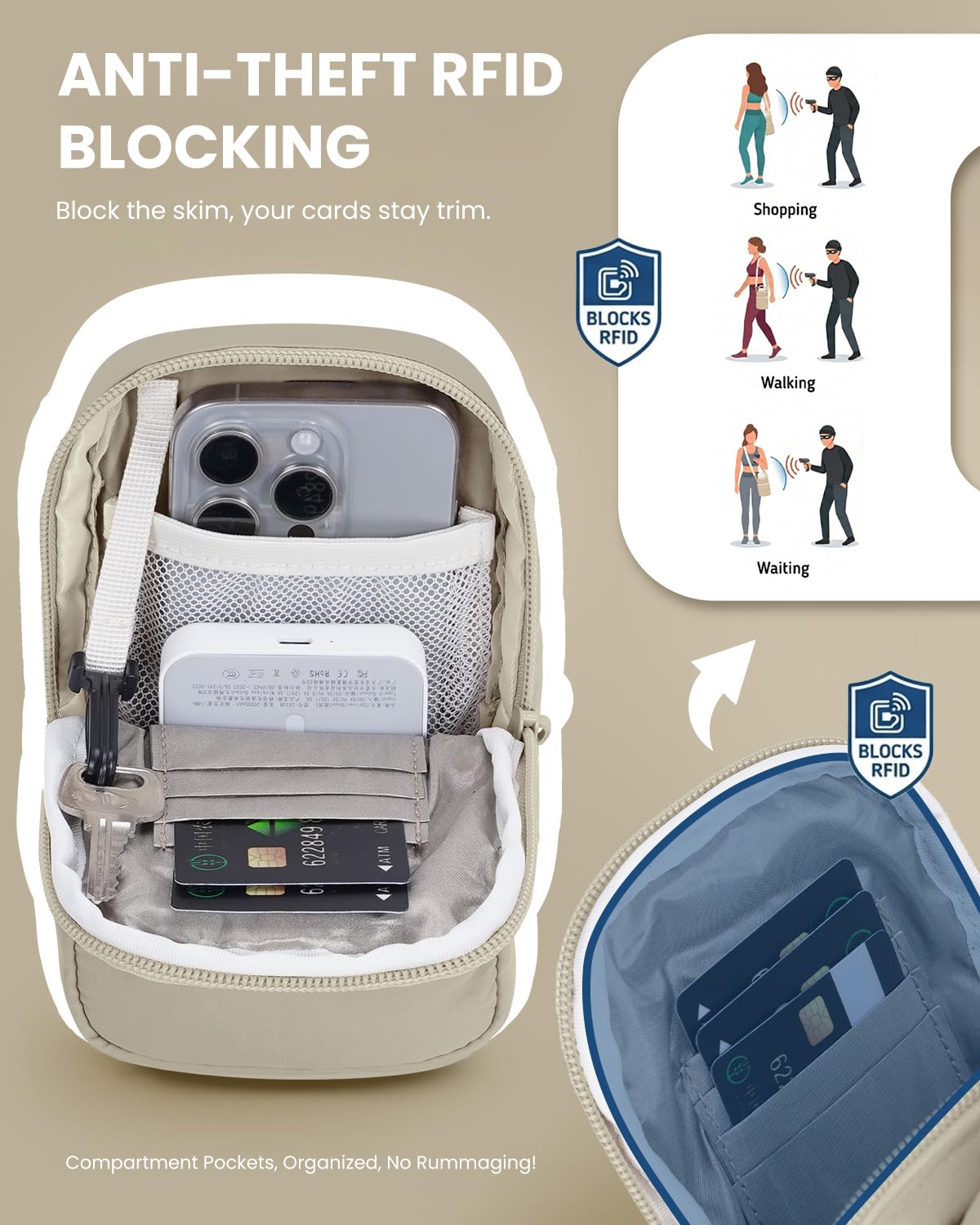 sportsnew RFID-blocking card pocket revealed with card inside for secure contactless protection