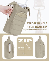 sportsnew close-up of side zipper open for easy bottle insertion and fast one-handed access