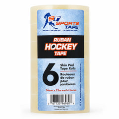 SportsTape clear hockey tape front packaging showing six-roll value and strong grip