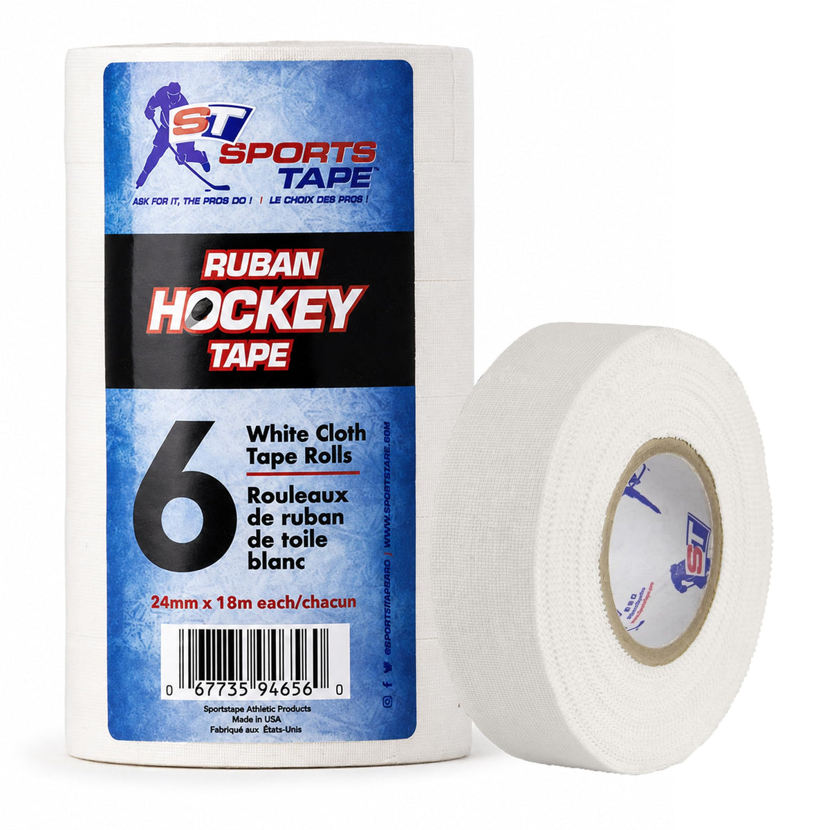 SportsTape front packaging showing six white rolls and value bundle benefit