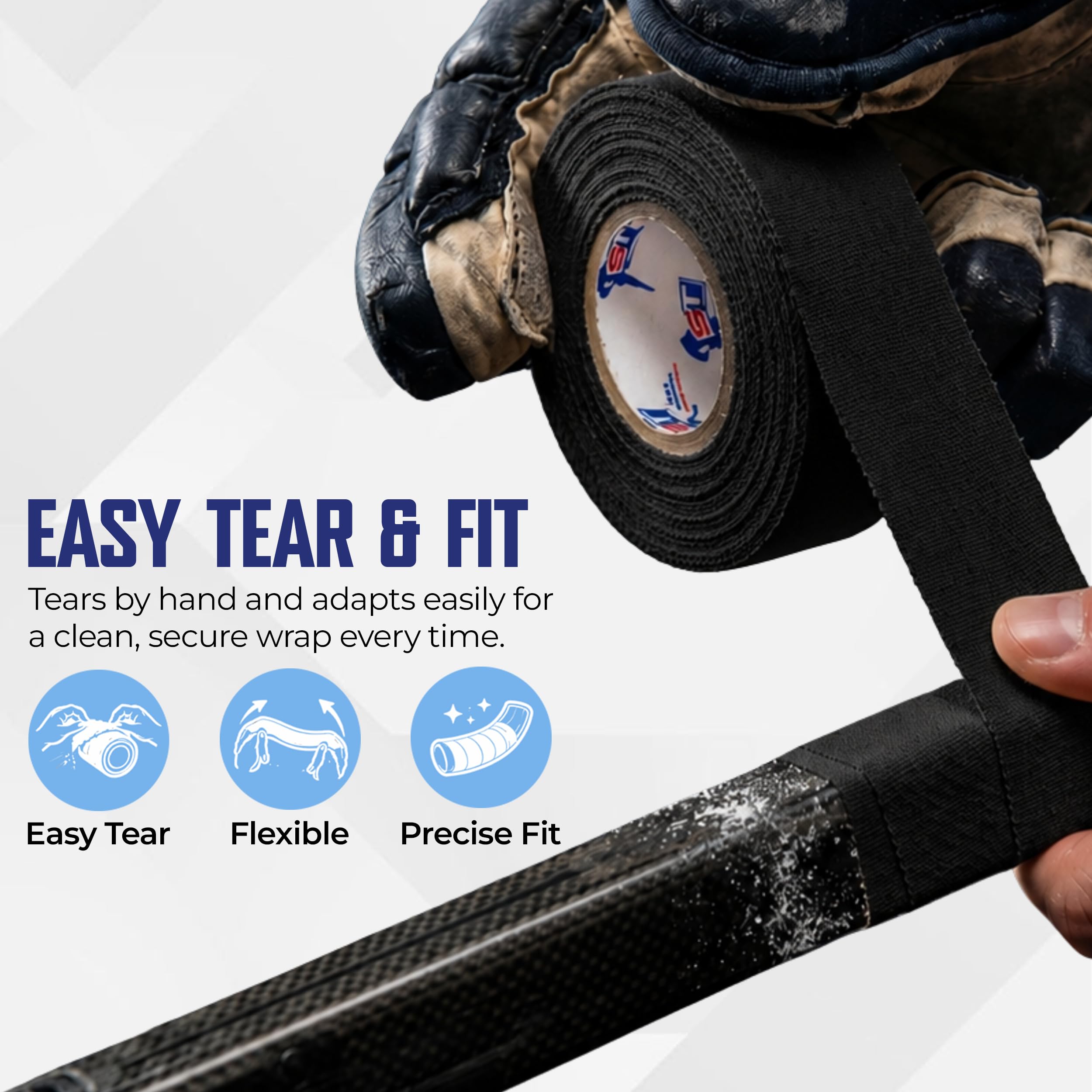 SportsTape roll beside a hand showing size and easy application