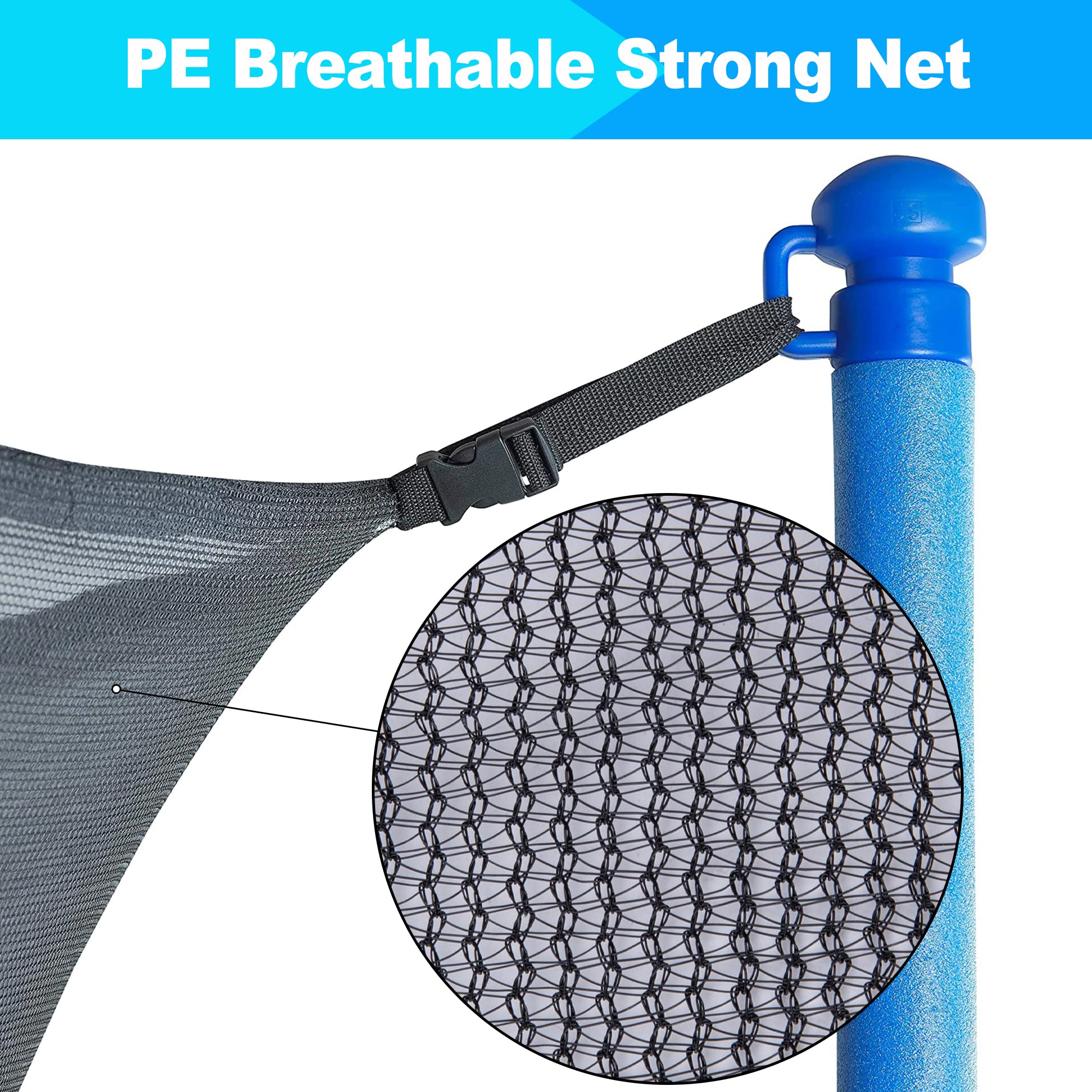 SPORTYOUTH net installed on trampoline showing how it contains jumpers safely