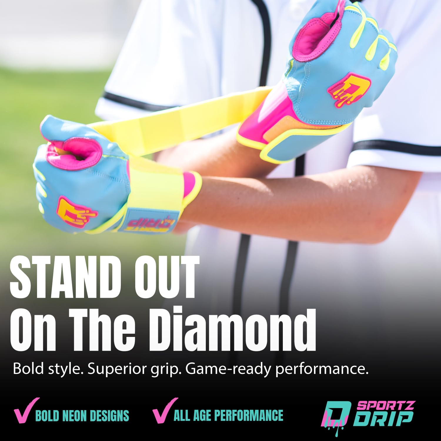 Sportz Drip Volt palm detail highlighting tacky grip advantage