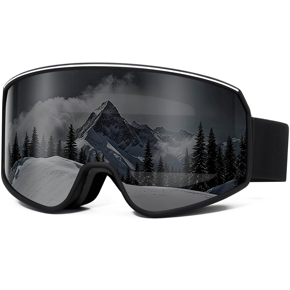 SPOSUNE front view of goggles showing large lens and clear field-of-view benefit