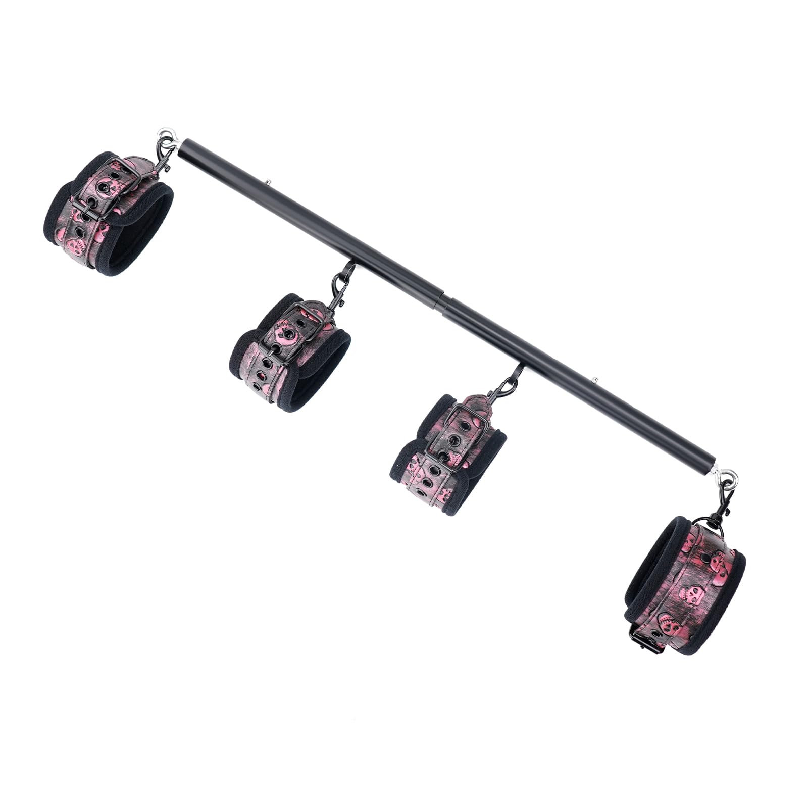 Spreader Bar front view showing black stainless steel and overall shape, Spreader Bar offers sturdy support