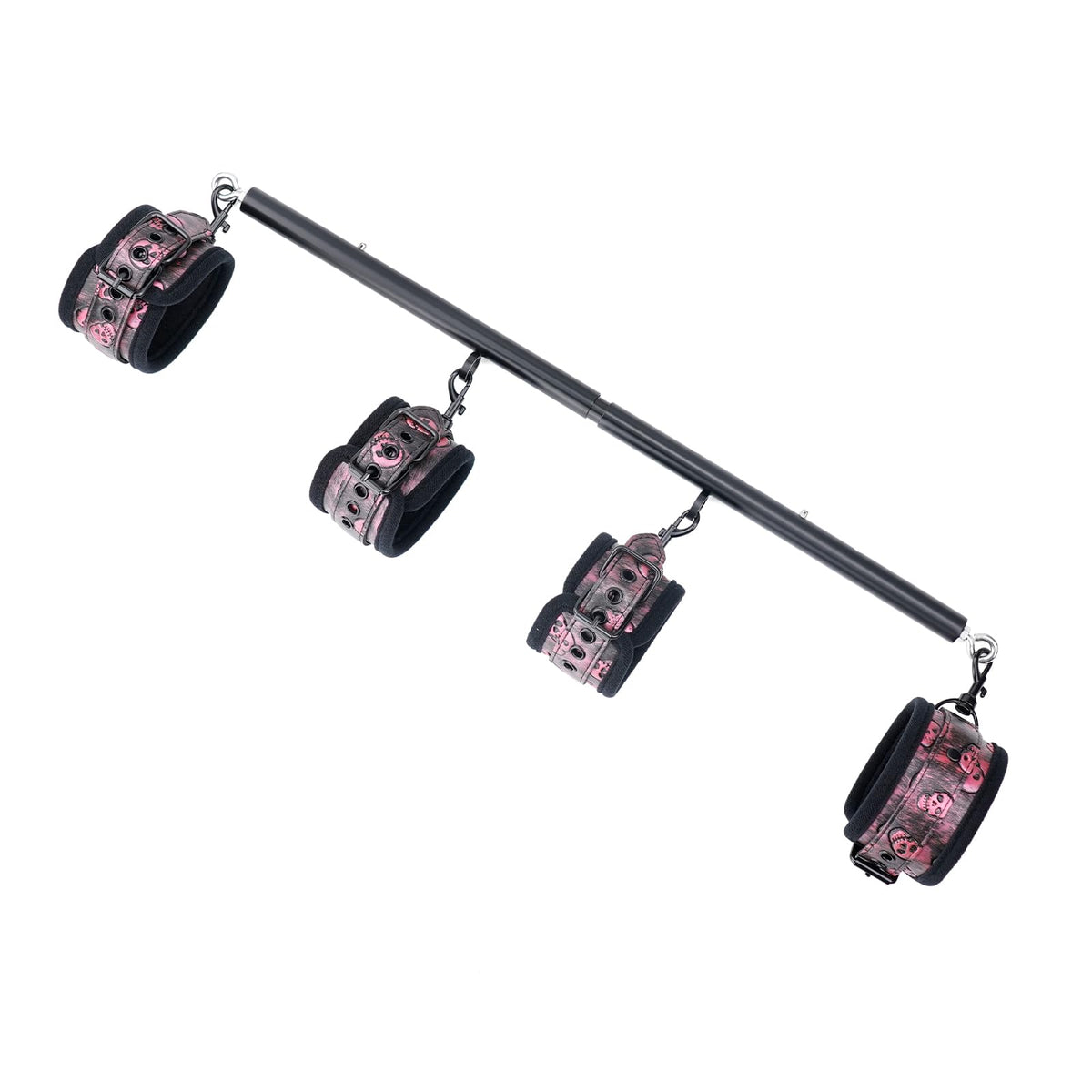 Spreader Bar front view showing black stainless steel and overall shape, Spreader Bar offers sturdy support