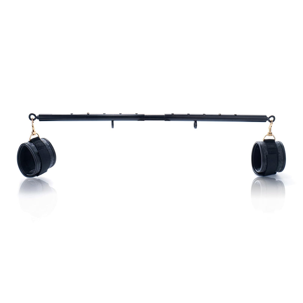 Spreader Bar front view showing black stainless steel bar and straps for stable spacing