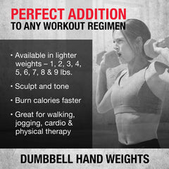 SPRI dumbbells in use with woman performing aerobic moves for added resistance benefit