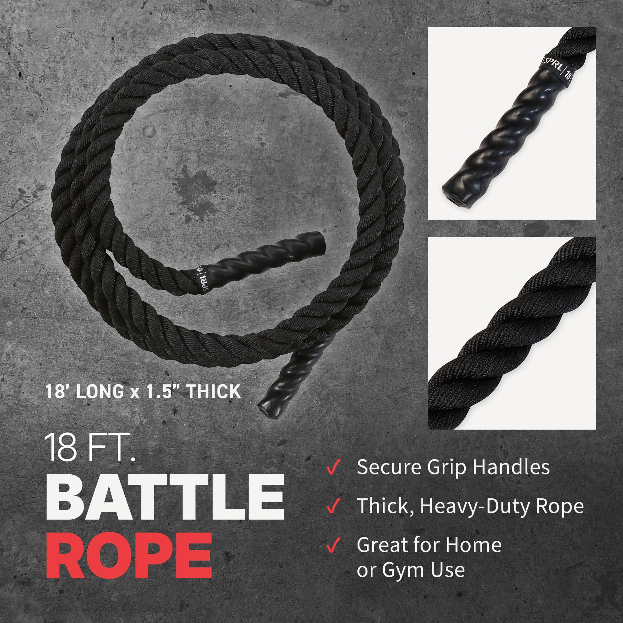 SPRI battle rope in gym use with athlete creating waves for high-intensity conditioning
