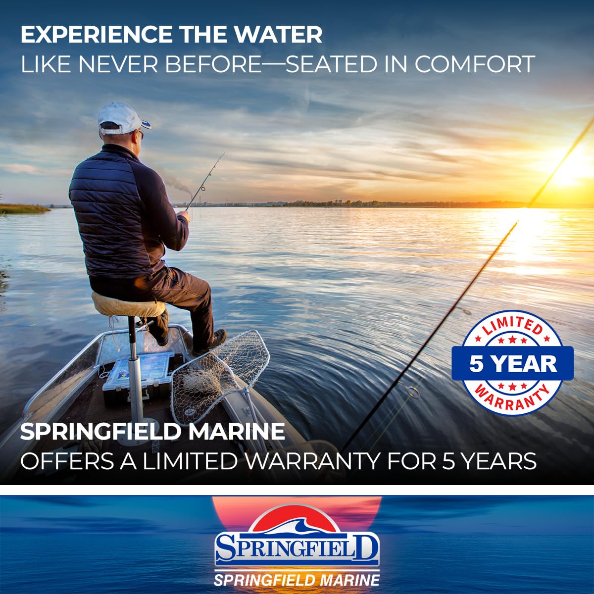 SPRINGFIELD ARMORY seat post installed in boat showing stability while underway benefit