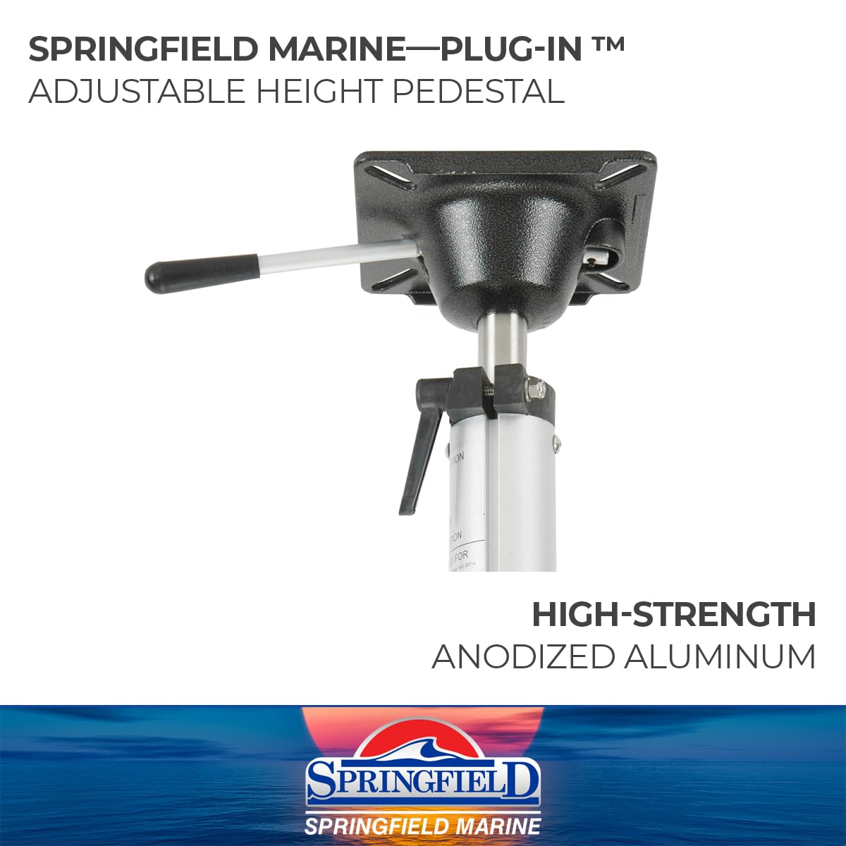 Springfield pedestal side close-up showing air-ride cushion for smoother ride