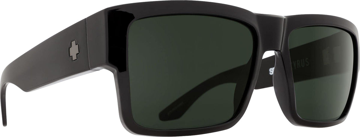 Spy Optic Cyrus front view black frame showcasing sharp square style and comfort