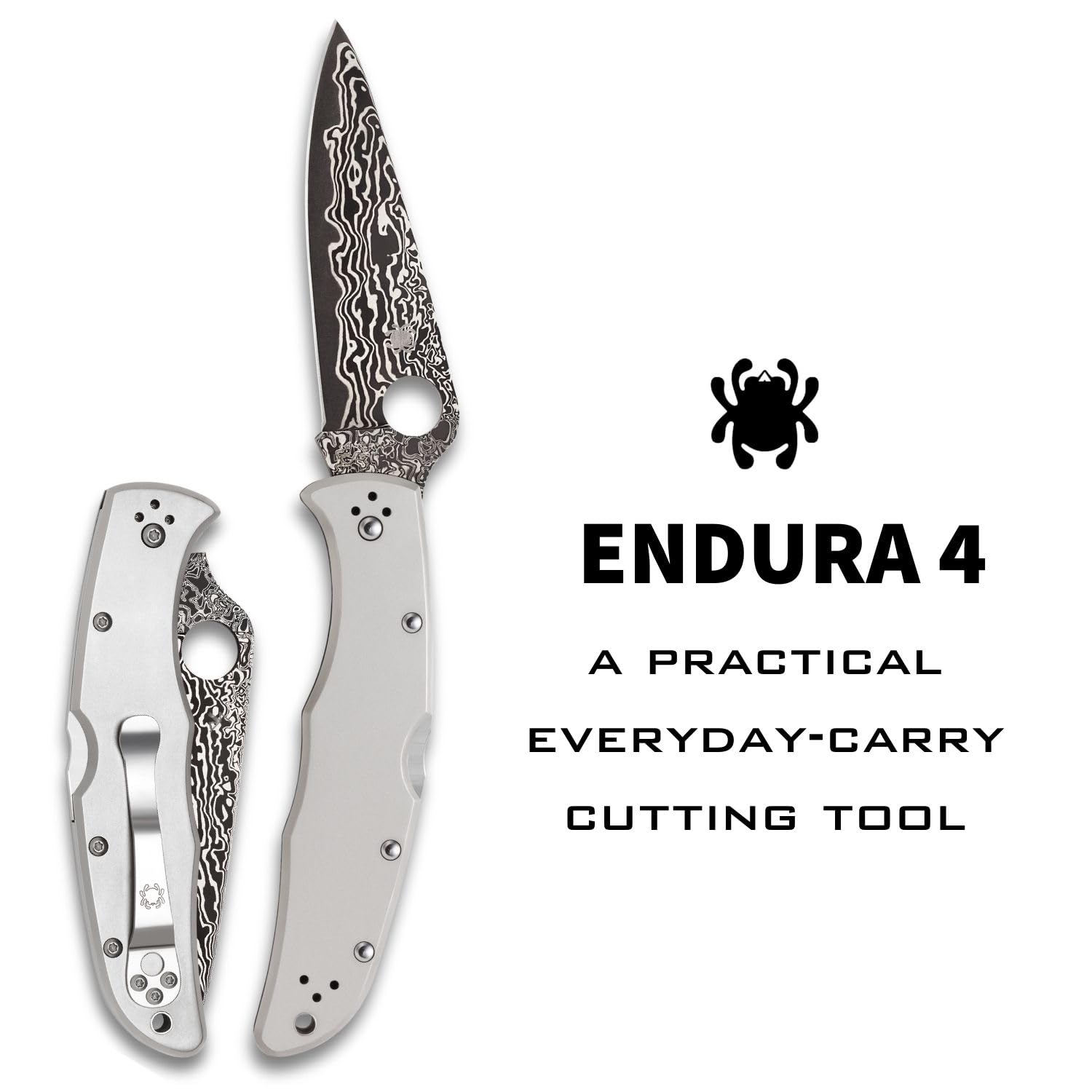 Spyderco Damascus blade close-up highlighting VG-10 core and sharp edge retention