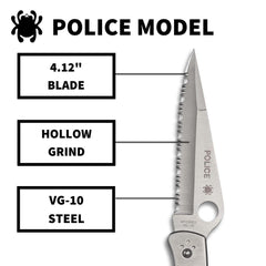 Spyderco stainless handle detail with screws, durable serviceable construction