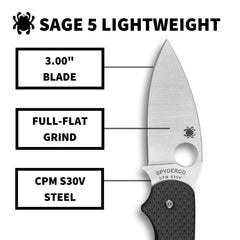 Spyderco Sage 5 handle texture on FRN scales for secure grip benefit