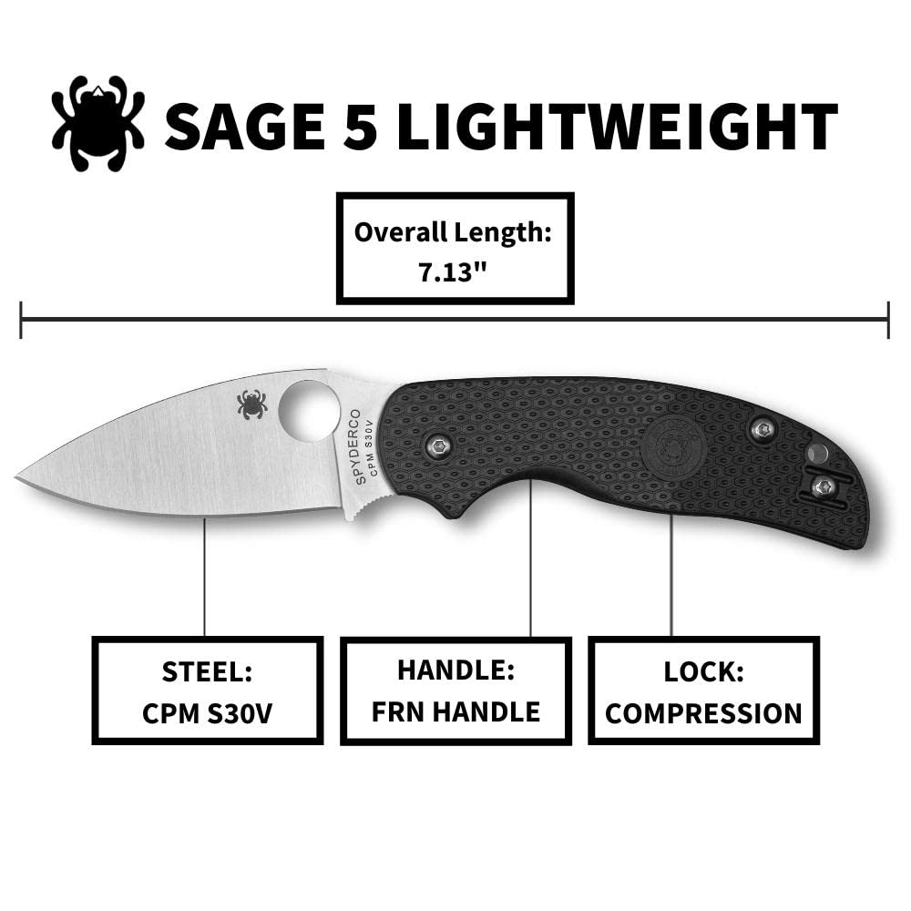Spyderco Sage 5 open with reversible wire clip for discreet ambidextrous carry benefit