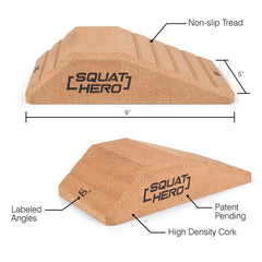 SQUAT HERO close-up of cork texture showing firm non-compressible surface for stability