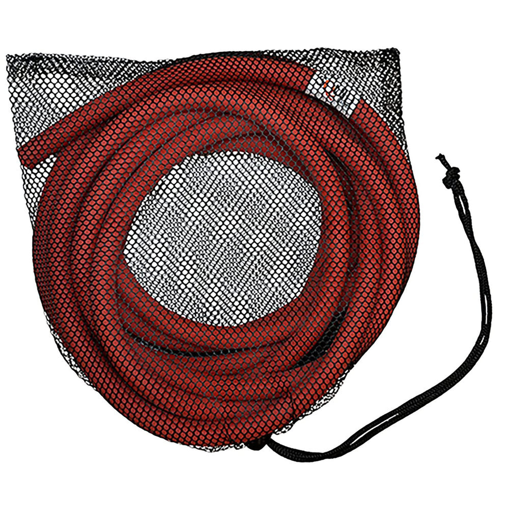 Squid Bands inside mesh travel bag showing portability and organized storage