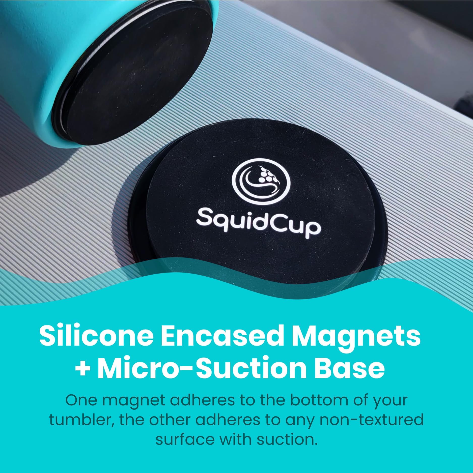 SquidCup side profile on pontoon deck illustrating low-profile fit