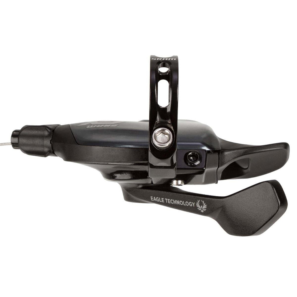 SRAM GX Eagle shifter front view showing lever and Lunar finish for precise shifting