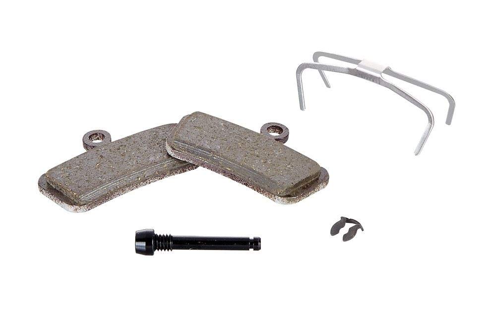 SRAM organic steel-backed pad front view showing shape and quiet ride benefit