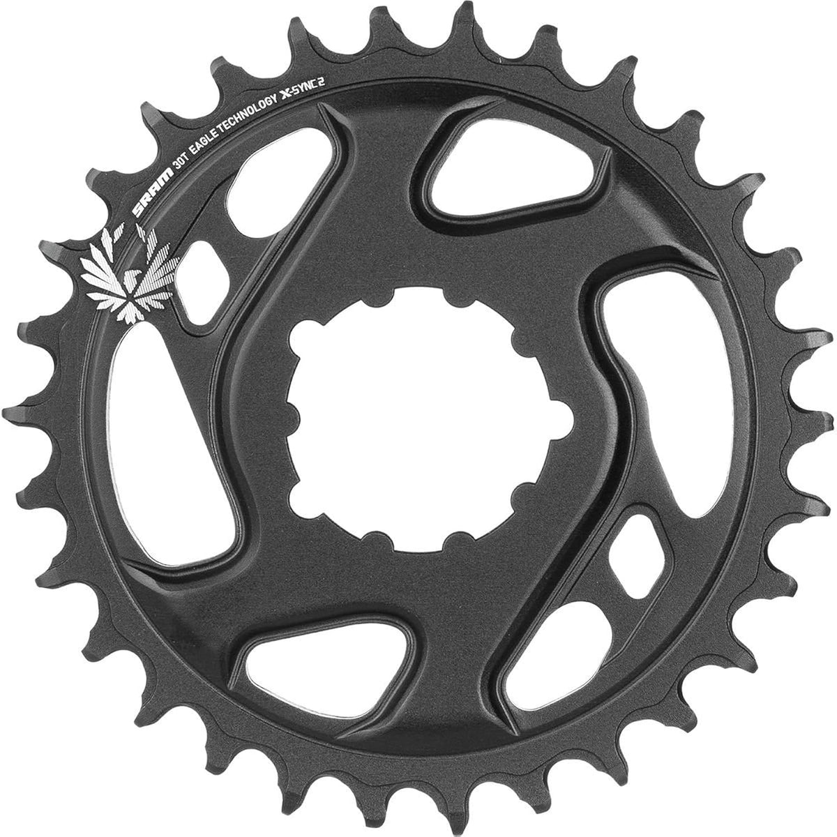 SRAM X-Sync 2 34T front view showing direct-mount face and black finish for reliable fit