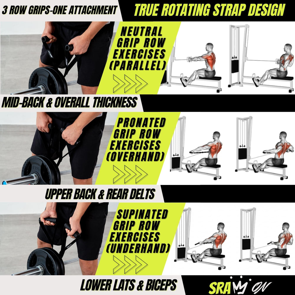 SRAW ON landmine attachment in use performing single-arm row showcasing natural rotation benefit