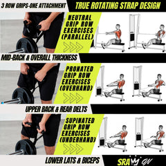 SRAW ON landmine attachment in use performing single-arm row showcasing natural rotation benefit